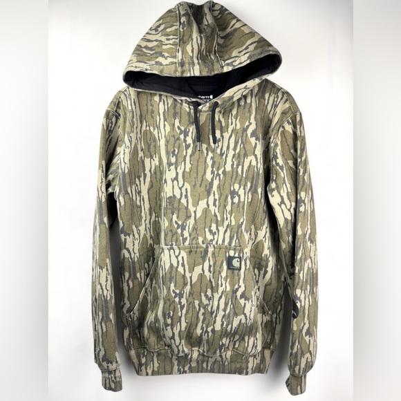 Carhartt Men Mossy Oak Bottomland Camo Loose Fit Sleeve Graphic Sweatshirt Small - Picture 1 of 13